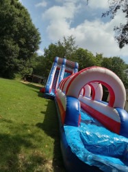 patriotic20w slip20pool 1753496551 20 FT Patriotic Slide with Slip N Slide